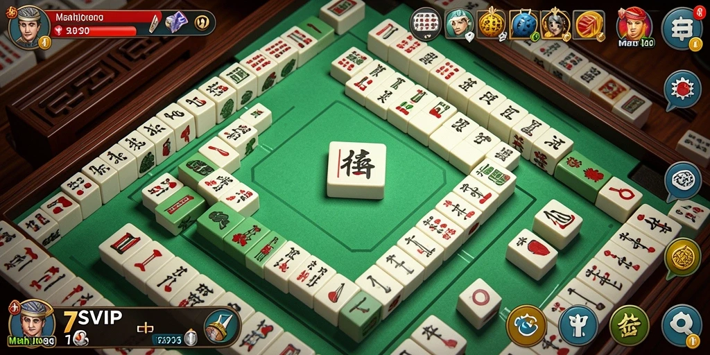 Screenshot dari gameplay 7SVIP menampilkan aksi Mahjong yang mendebarkan.