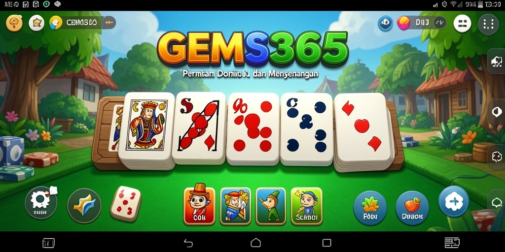 Tampilan gameplay seru dalam GEMS365 yang membuat permainan Domino semakin menarik.