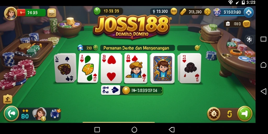 Screenshot utama JOSS188 menunjukkan keseruan bermain Domino secara online.
