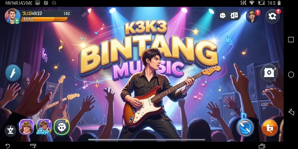 Screenshot K3K3 menunjukkan gameplay musik yang seru dan interaktif.