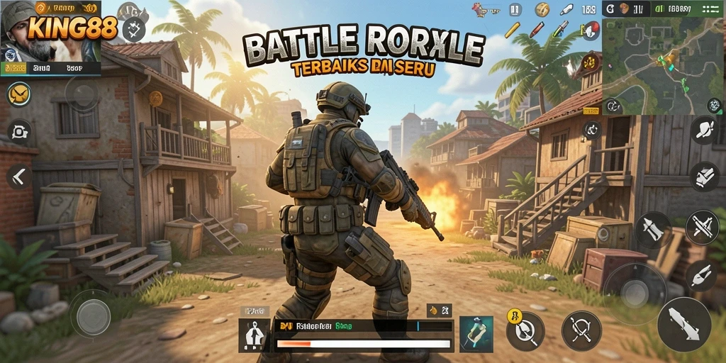 Tangkapan layar KING88 menunjukkan suasana pertarungan Battle Royale yang mendebarkan.