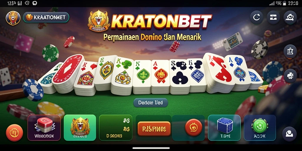 Tampilan gameplay seru KRATONBET, menghadirkan aksi domino yang mendebarkan.