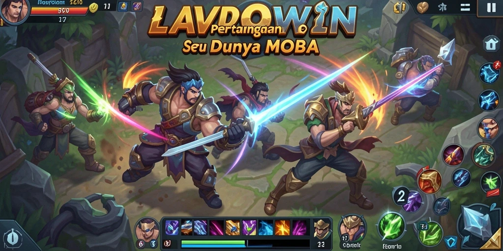 Tangkapan layar seru dari gameplay MOBA LAVOWIN.