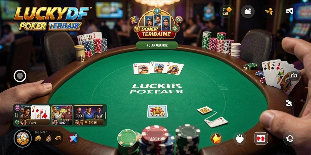 Tampilan gameplay poker di LUCKYDF dengan grafik menarik.