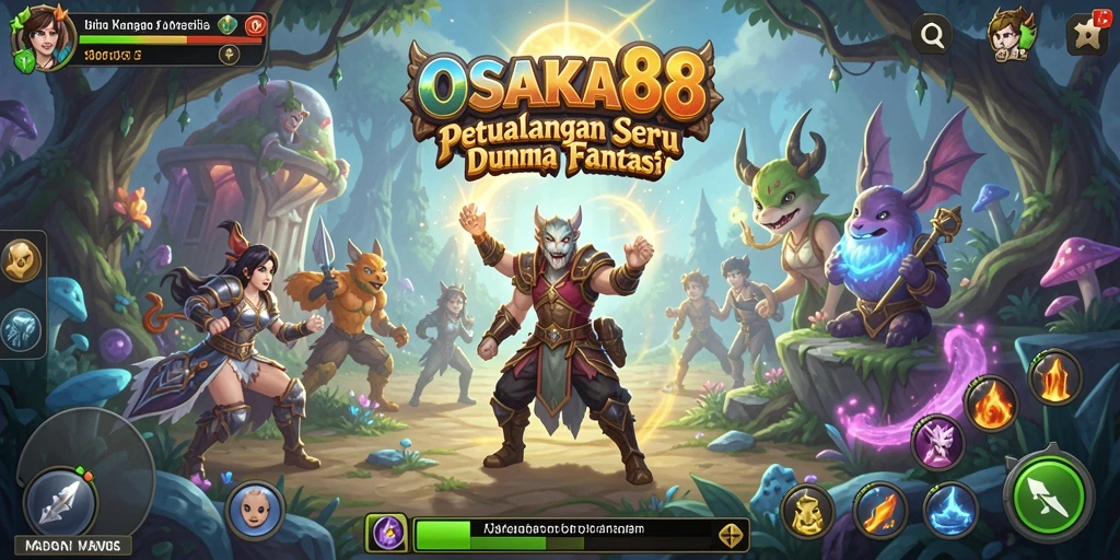 Tampilan gameplay <strong>OSAKA88</strong> dengan karakter menjelajahi dunia petualangan.
