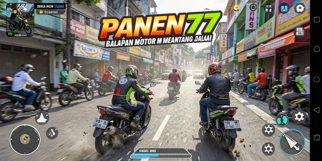 Tampilan gameplay balapan motor yang cepat dan mendebarkan.