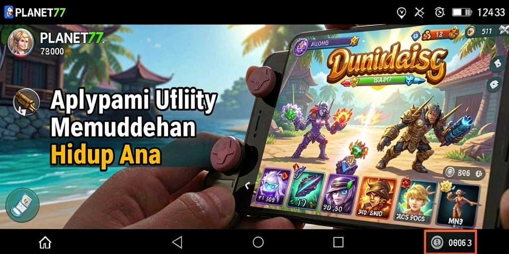 Screenshot utama PLANET77 menunjukkan antarmuka aplikasi Utility yang intuitif dan mudah digunakan.