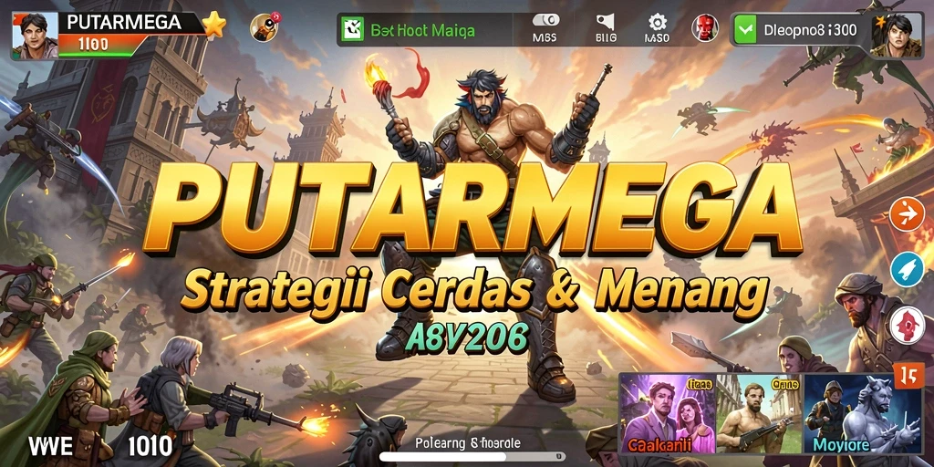 Screenshot gameplay PUTARMEGA menampilkan pertempuran strategi yang mendebarkan.