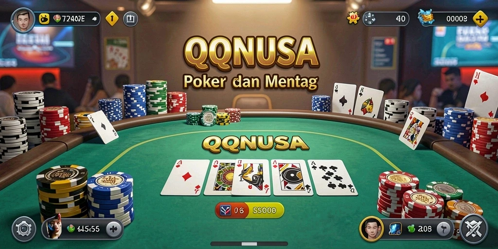 Tampilan gameplay Poker yang seru dan menegangkan di QQNUSA.