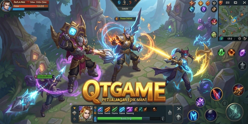 Tangkapan layar QTGAME menampilkan pertempuran seru dengan teman-teman.