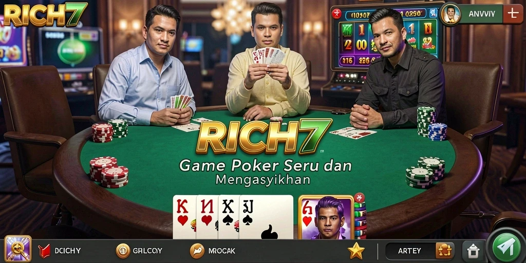 Tampilan menarik dari gameplay Poker di RICH7 yang penuh aksi.
