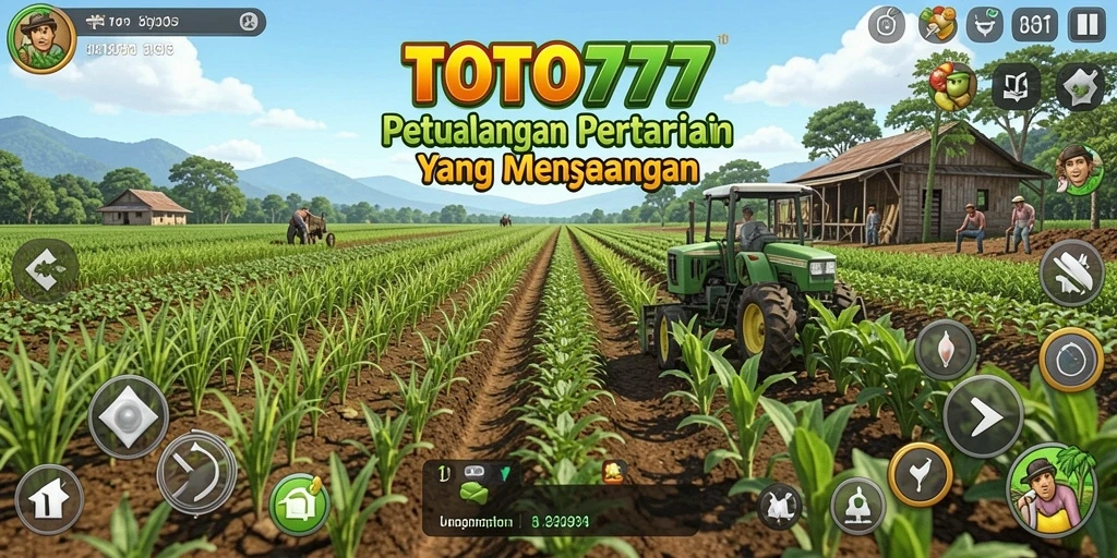 Tampilan gameplay seru di TOTO777 dengan pertanian yang subur.